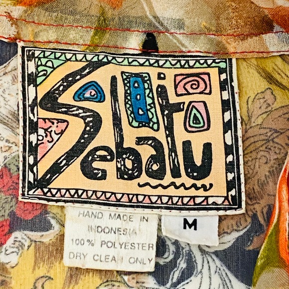 Vintage Sebatu Sheer Mixed Media Beaded High Low Top Womens Med 80s Art to Wear - Picture 12 of 12